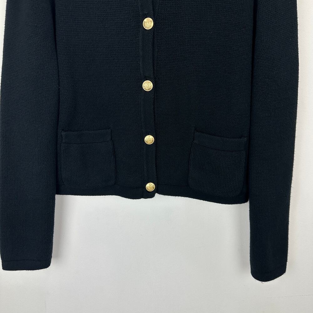 J.Crew Emilie Sweater Lady Jacket Cotton Black Gold Buttons Classic Preppy M - Picture 5 of 11